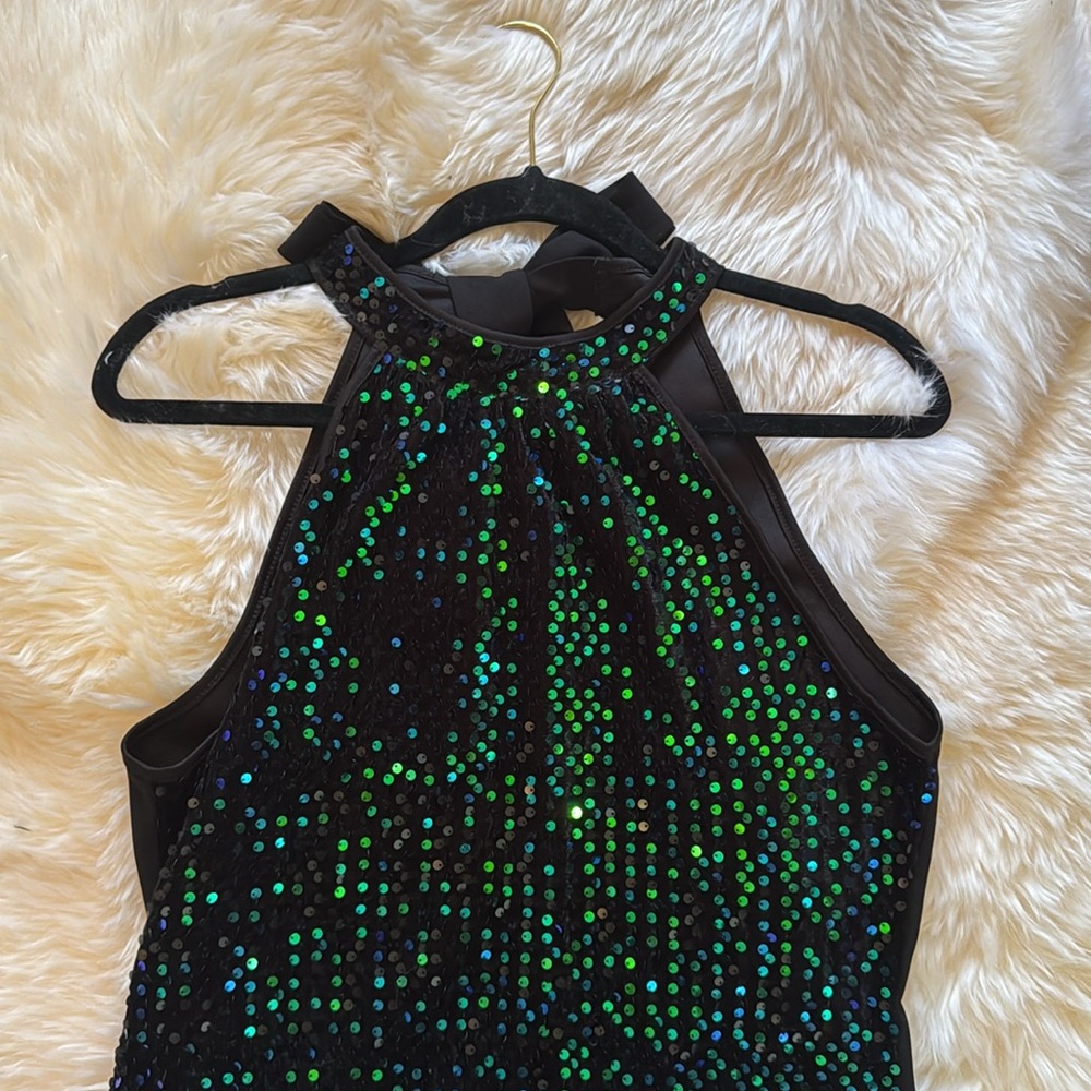 Vintage Blue & Green Sequin Halter Top - Picture 2 of 8